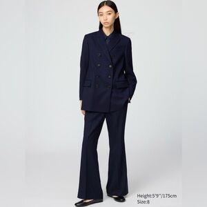Navy Lined Flared Dress Pants
